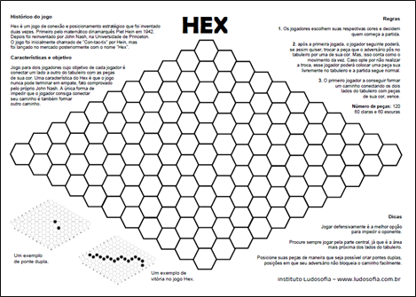 Roda de Matemática - #dicasdaroda Cinco jogos incríveis que valem por uma  aula de matemática 😉 1. Hex: jogo inventado pelo matemático John Nash  (ganhador do prêmio Nobel, retratado no filme “Uma